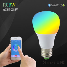 Bec LED inteligent E27 Bluetooth 5W RGBW color android iOS control foto