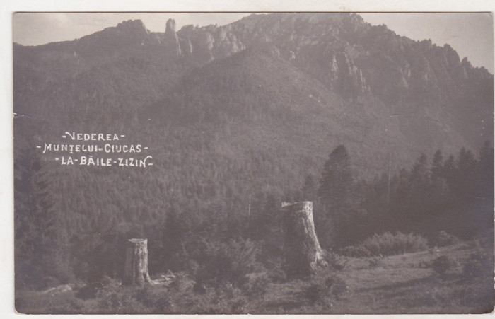 bnk cp Vederea Muntelui Ciucas la Baile Zizin - uzata 1935