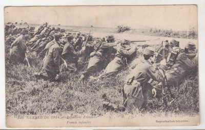 bnk cp Franta - tematica militara WW I - infanterie franceza 1914 foto
