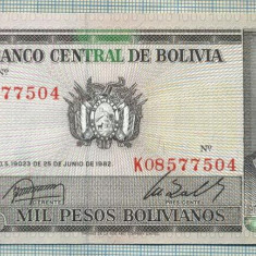 A 823 BANCNOTA-BOLIVIA- 1000 BOLIVIANOS -ANUL1982 -SERIA -starea care se vede