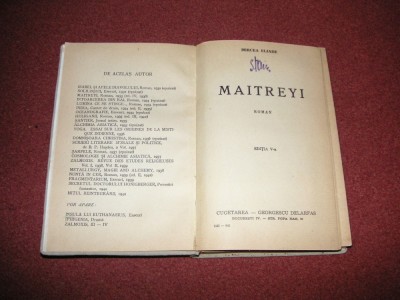 M. ELIADE--MAITREY - INTERBELICA - EDITIA V-a foto