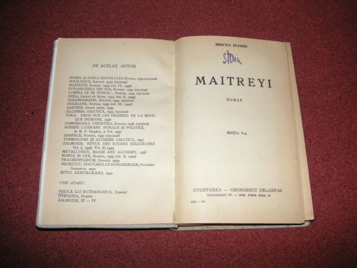 M. ELIADE--MAITREY - INTERBELICA - EDITIA V-a