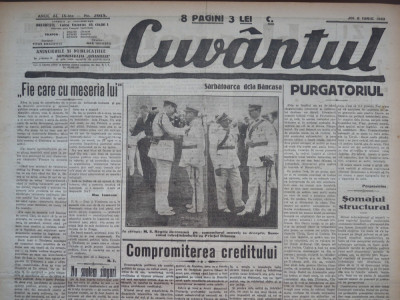 Cuvantul , ziar legionar , 8 Iunie 1933 , artic. Mihail Sebastian , Nae Ionescu foto
