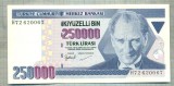 A 829 BANCNOTA-TURCIA - 250000 LIRA -ANUL1970(1993) -SERIA -starea care se vede, Europa