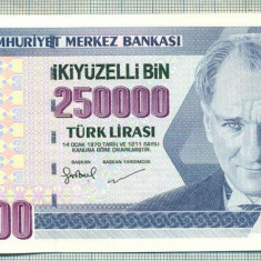 A 829 BANCNOTA-TURCIA - 250000 LIRA -ANUL1970(1993) -SERIA -starea care se vede