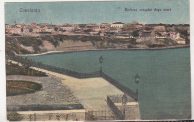 bnk cp Constanta - Vederea orasului depe mare - uzata 1927 foto