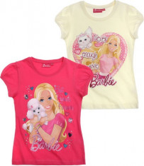 Set 2 x Tricou Fetite Barbie T-Shirt Double Pack - 8 - 10 ani- Produs Original foto