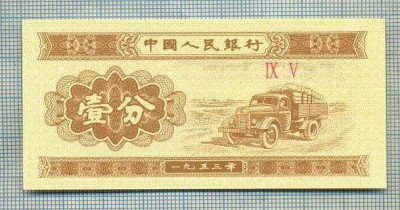 A 856 BANCNOTA- CHINA -1 FEN -ANUL 1953 -SERIA IX V -starea care se vede foto