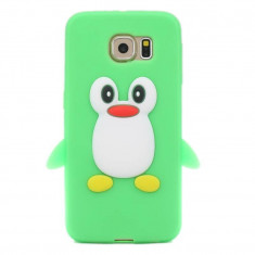 Husa verde pinguin soft silicon Samsung Galaxy S6 + folie protectie ecran