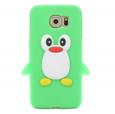 Husa verde pinguin soft silicon Samsung Galaxy S6 + folie protectie ecran foto