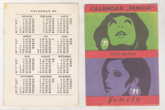 bnk cld Calendar de buzunar Revista Femeia 1971 foto