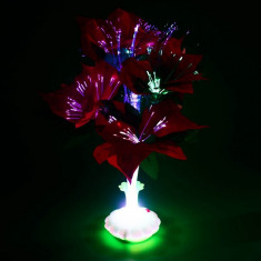 Lampa floare craciunita cu lumina multicolora si fibra optica foto