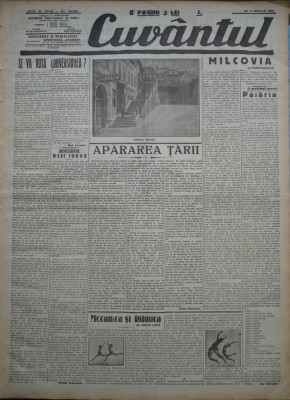 Cuvantul , ziar legionar , 6 Aprilie 1933 , art. Mihail Sebastian , Nae Ionescu foto