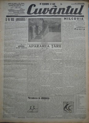 Cuvantul , ziar legionar , 6 Aprilie 1933 , art. Mihail Sebastian , Nae Ionescu foto