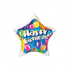 Balon folie forma stea - Happy birthday foto
