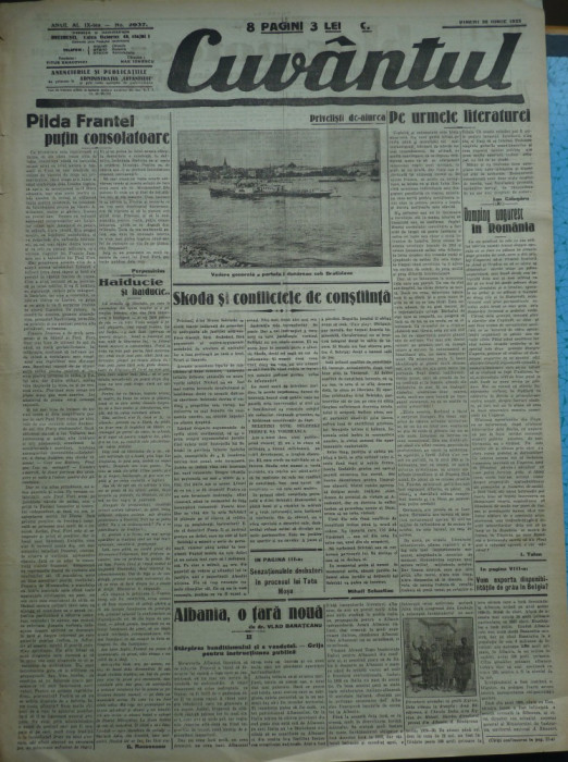 Cuvantul , ziar legionar , 30 Iunie , 1933 , artic. Mihail Sebastian , Racoveanu