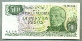 A 943 BANCNOTA-ARGENTINA -500 PESOS -ANUL1974/75-SERIA97215384-starea caresevede