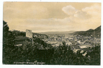 1266 - BRASOV, Panorama - old postcard - used - 1916 foto
