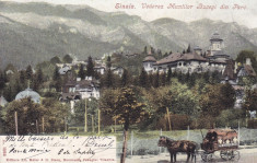 SINAIA , VEDEREA MUNTILOR BUCEGI DIN PARC , CLASICA , CIRCULATA AUG.1900 foto