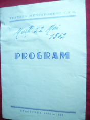 Program Teatrul Muncitoresc CFR 1962- Hotii si Vardistii , cu Mircea Crisan , foto