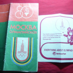 Harta Turistica Moscova Oras Olimpic in 1980 ,locatii olimpice si turistice