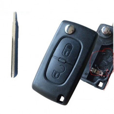 Carcasa cheie telecomanda 2 butoane, lamela cu canelura, cu suport baterie Peugeot 307, cod Crcs796 - CCT83082 foto