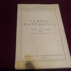 TABELE MATEMATICE CU PATRU ZECIMALE PENTRU SCOLILE MEDII 1954