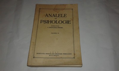 ANALELE DE PSIHOLOGIE director C.RADULESCU MOTRU Vol.4. Ed.1937 foto