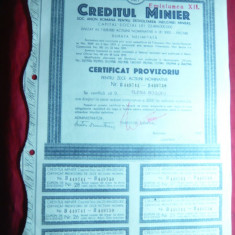 Actiune Creditul Minier - Certificat Provizoriu pt.10 Actiuni ,emisiunea XII