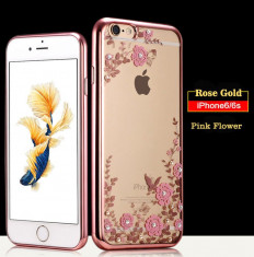 Husa iPhone 6 6S TPU Flower Rose Gold foto