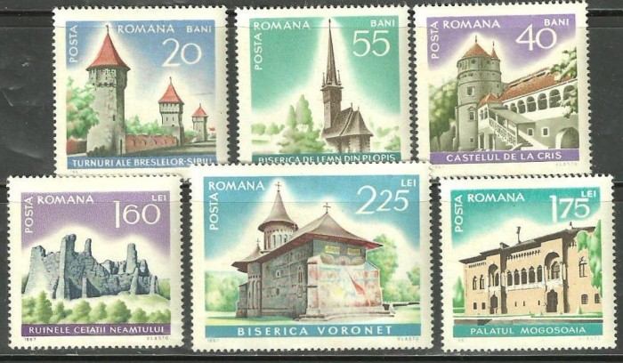 Romania 1967 - MONUMENTE ISTORICE, serie nestampilata Z4