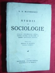 N.N.Matheescu- Studii de Sociologie - Ed. Cugetarea 1933 ,prefata M.Ralea