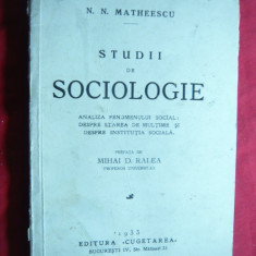 N.N.Matheescu- Studii de Sociologie - Ed. Cugetarea 1933 ,prefata M.Ralea