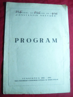 Program Teatrul Nottara- Nepotii Gornistului ,stagiunea 1952-1953 foto
