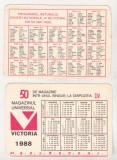 Bnk cld Calendar de buzunar - Magazinul Victoria Bucuresti 1988