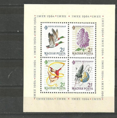 Ungaria 1964 - FAUNA, FLORA, SPORT, COSMOS, BLOC DE 4 MNH, N2 foto