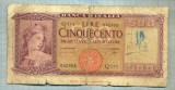 A 964 BANCNOTA- ITALIA - 500 LIRE -ANUL 1948 -SERIA 042908 -starea care se vede