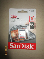 Card Memorie SDHC 8Gb, 30Mb/s, Clasa 10, NOU sigilat, poze reale, Marca: SanDisk foto