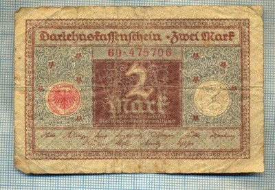 A 969 BANCNOTA- GERMANIA - 2 MARK -ANUL 1920 -SERIA475706 -starea care se vede foto