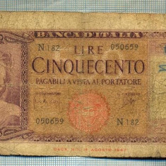 A 963 BANCNOTA- ITALIA - 500 LIRE -ANUL 1948 -SERIA 050659 -starea care se vede