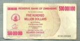 A 959 BANCNOTA-ZIMBABWE -500 000 000 DOLLARS -ANUL2008-SERIA-starea care se vede, Asia