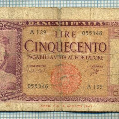 A 965 BANCNOTA- ITALIA - 500 LIRE -ANUL 1948 -SERIA 055346 -starea care se vede