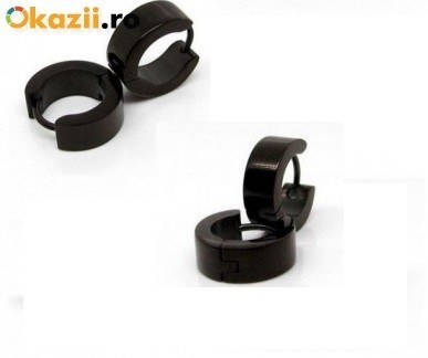 Cercei Baieti Barbati Punk Hoop METALIC NEGRU - Calitate Premium foto mare Cercei Baieti Barbati Punk Hoop METALIC NEGRU - Calitate Premium foto mare