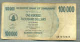A 957 BANCNOTA-ZIMBABWE -100 000 DOLLARS -ANUL2006 -SERIA -starea care se vede, Asia