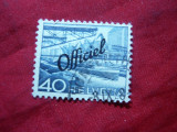 Timbru 40C albastru Uzuale 1950 supratipar Officiel Elvetia , stampilat