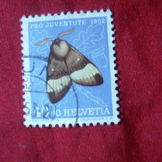 Timbru 40 C -Fluture -Pro Juventute 1952 Elvetia stampilat