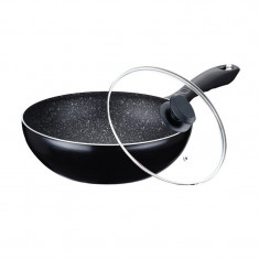 Tigaie Wok Peterhof, 28 cm, invelis marmura, Negru foto