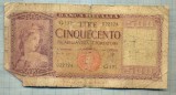 A 962 BANCNOTA- ITALIA - 500 LIRE -ANUL 1948 -SERIA 022124 -starea care se vede, Asia