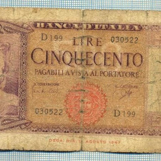 A 961 BANCNOTA- ITALIA - 500 LIRE -ANUL 1948 -SERIA 030522 -starea care se vede