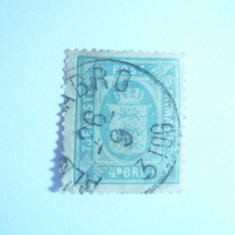 Timbru 4 Ore 1875 albastru Danemarca , stampilat